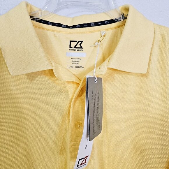 Cutter & Buck Men's Polo Yellow Golf Shirt DryTec Size XL/TG - Picture 1 of 8